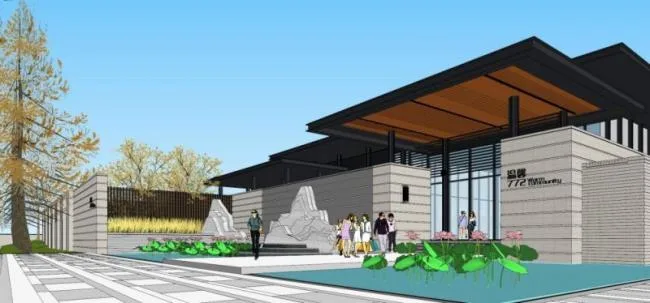 Sketchup Business Model | Low rise Sales Office, Modern Style