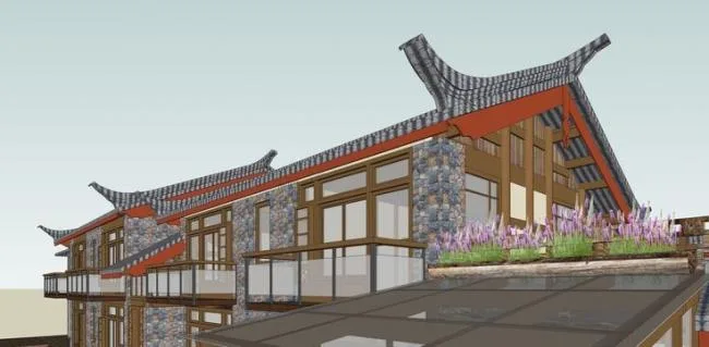 Sketchup Residential Model | Ancient Town Grass Residence Architecture, Multi story Residential, Chinese Style