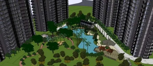 Sketchup Landscape Model | High rise community landscape, residential landscape, modern style