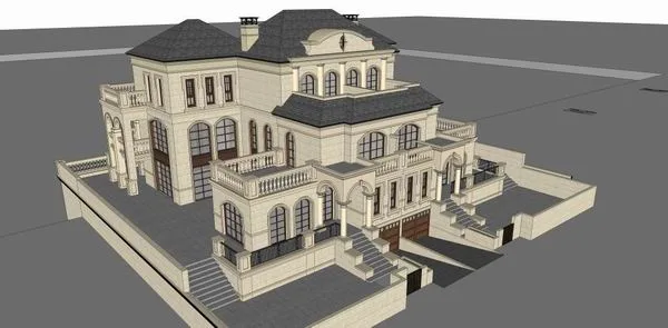 Sketchup Villa Model | Twin Villa, Classical Style
