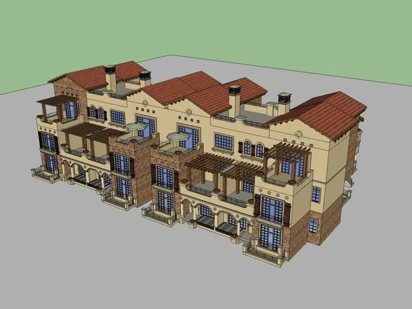 Sketchup Villa Model | Townhouse, Classical Style