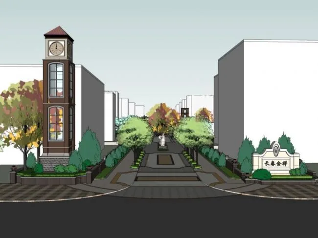 Sketchup Landscape Model | Street Landscape, Classical Style