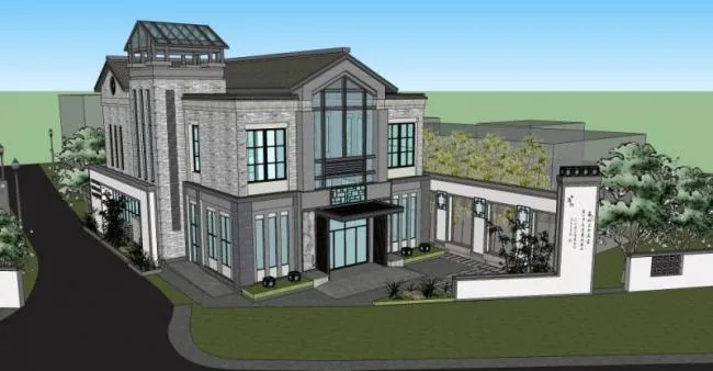 Modern Chinese Style Solo Villa | SketchUp 3D Model