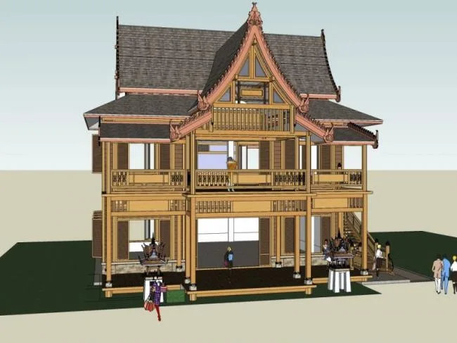 Sketchup Villa Model | Single Family Villa, Classical Style