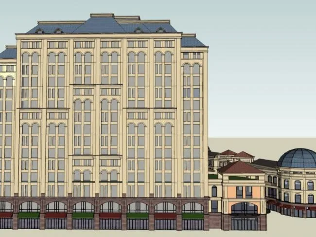 Sketchup Complex Model | Multi story Commercial and Residential Complex, Residential, Ground Floor Commercial, Classical Style