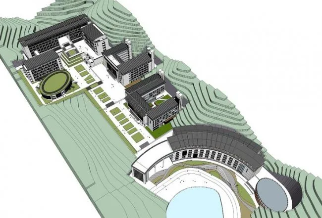 Sketchup School Model | Multi story School Teaching Building, Campus, Educational Architecture, New Chinese Style