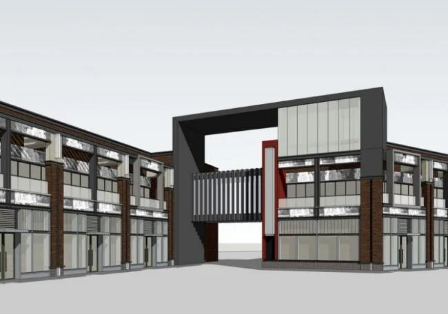 Sketchup Business Model | Multi story commercial podium, modern style