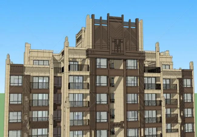 Sketchup Residential Model | Super high-rise residential building, classical style, ArtDeco style, residential architecture