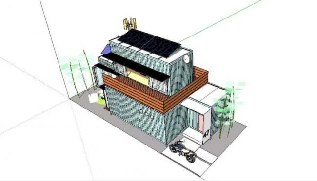 Sketchup Residential Model | Multi story Residence, Container, Residential Building, Modern Style