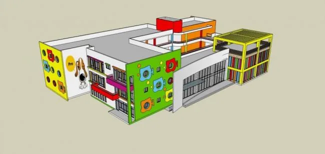 Sketchup School Model | Multi story Kindergarten, Educational Building, Modern Style