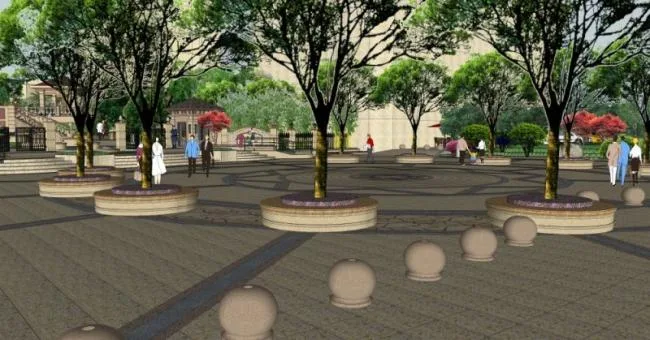 Sketchup Landscape Model | Community Landscape, Residential Landscape, European Style, Classical Style
