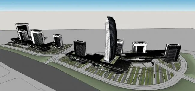 Sketchup Office Model | High rise hotel office, commercial podium, modern style