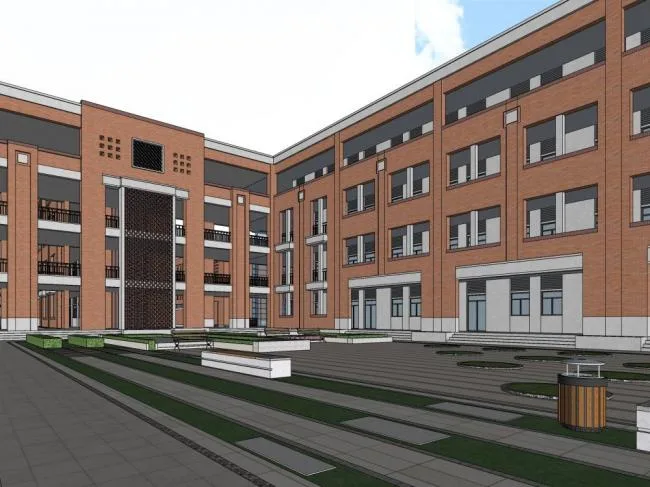 Sketchup School Model | Multi story Middle School, School, Teaching Building, Educational Architecture, Modern Style