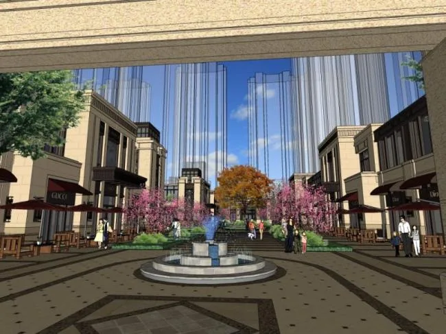 Sketchup Business Model | Low rise Commercial Street, Classical Style