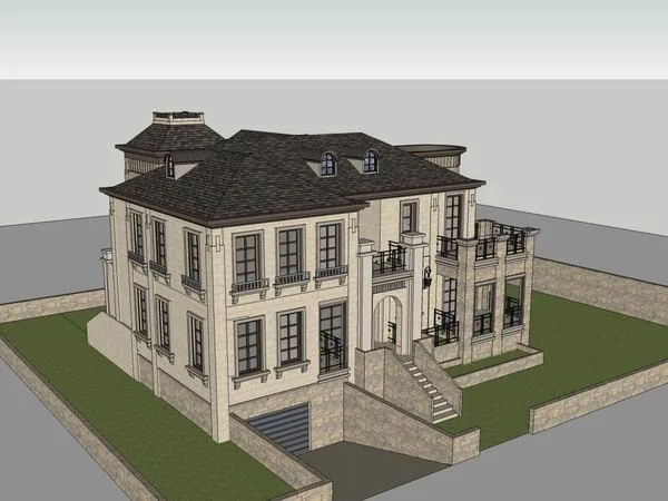 Sketchup Villa Model | Single Family Villa, Classical Style
