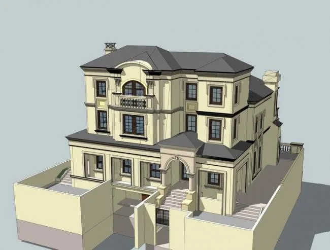 Sketchup Villa Model | Stacked Villa, French Style, Classical Style