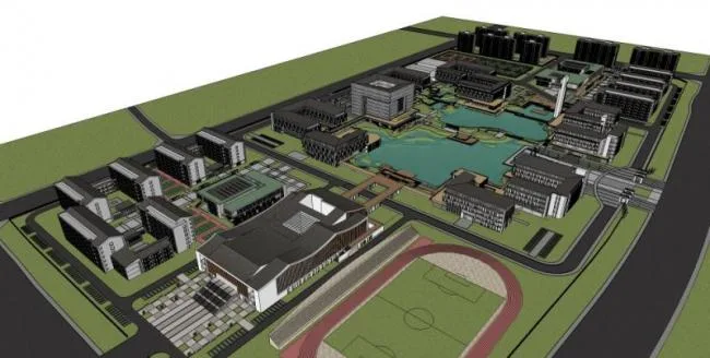 Modern Multi-Story School Campus Design in SketchUp