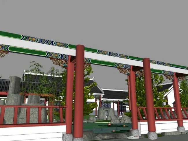 Sketchup Landscape Model | Courtyard Landscape, Chinese Style
