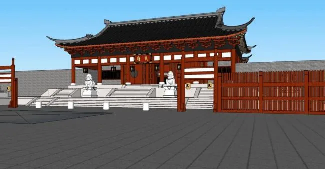 Sketchup Ancient Architecture Model | Kaifeng Prefecture, Chinese style, ancient architecture, single story