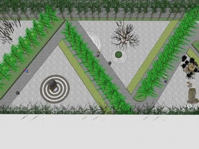 Sketchup Landscape Model | Garden Landscape, Modern Chinese Style