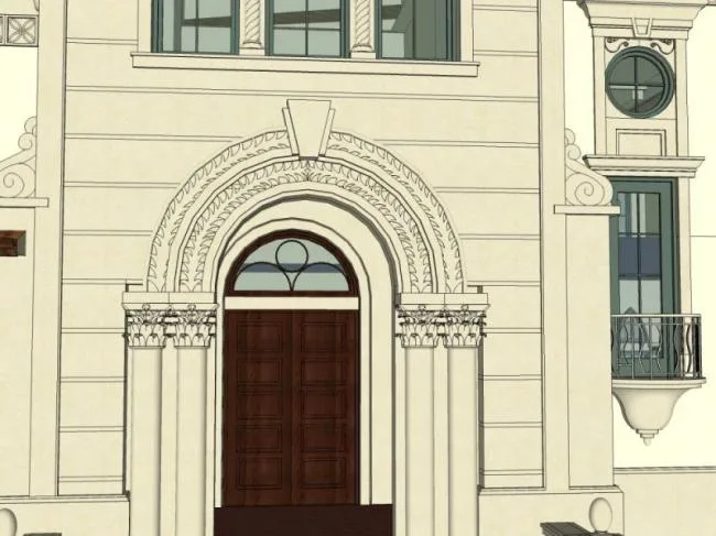 Sketchup Business Model | Multi story Clubhouse, Classical Style
