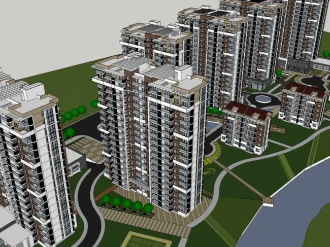 Sketchup Residential Model | High rise Residential Complex, Modern Style