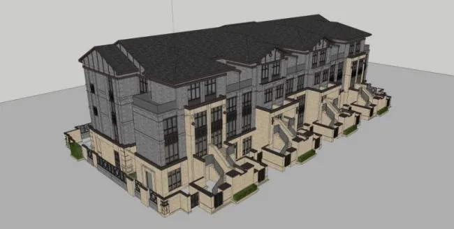 Sketchup Villa Model | Row Villa, Chinese Style