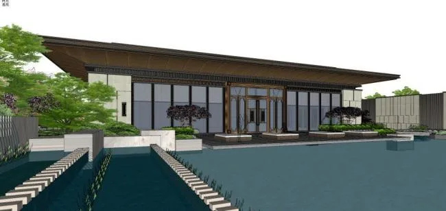 Sketchup Business Model | Multi story Sales Office, Commercial Building, New Chinese Style