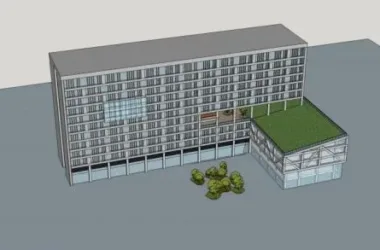 Modern Small High-Rise Office Building Model in SketchUp-BIM WORLD