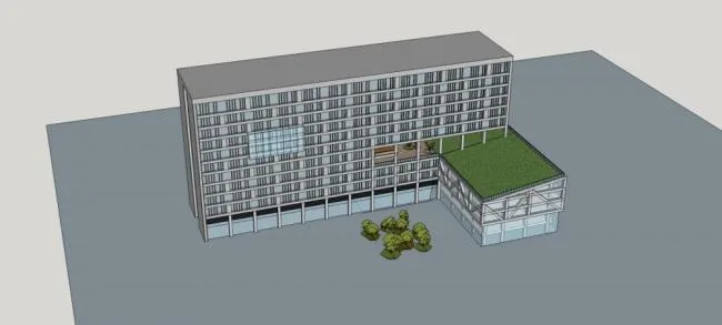 Modern Small High-Rise Office Building Model in SketchUp