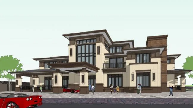 Sketchup Business Model | Multi story Clubhouse, Classical Style