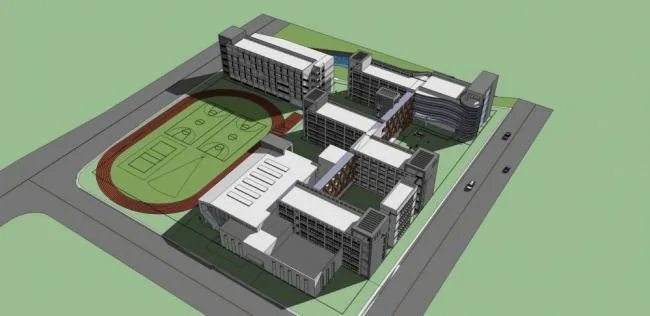 Sketchup School Model | Multi story School, Campus, Teaching Building, Educational Architecture, Modern Style