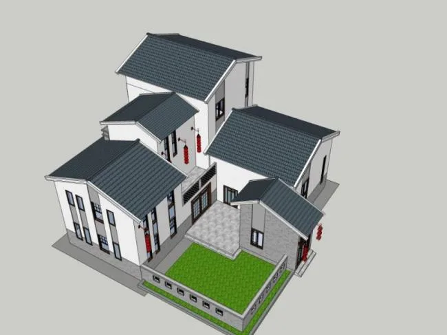 Sketchup Villa Model | Solo Villa, Chinese Style