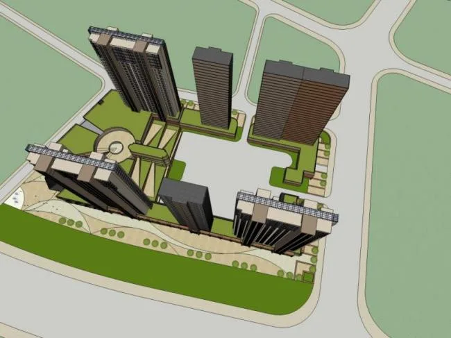 Sketchup Complex Model | Super High rise Complex, Modern Style