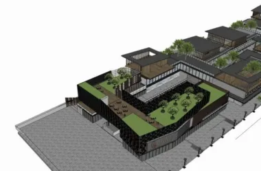 SketchUp Business Model: Multi-Story Commercial Street in Modern Chinese Style-BIM WORLD