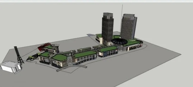 Sketchup Complex Model | Jinke Jin Street, High rise Hotel Office, Shopping Mall, Multi story Commercial Skirt, Simplified European Style