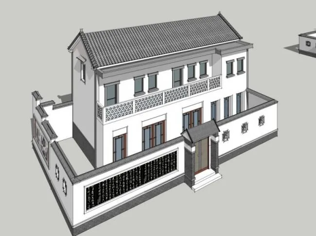 Sketchup Villa Model | Solo Villa, Modern Chinese Style