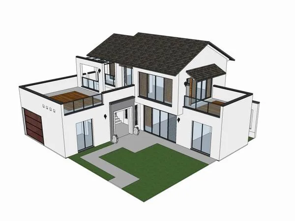 Sketchup Villa Model | Single Family Villa, Classical Style