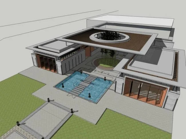 Sketchup Business Model | Low rise Sales Office, Modern Style