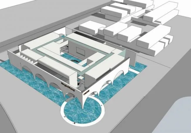 Sketchup Cultural Model | Ningbo Wanqi Half Water Tourist Hall, Exhibition Hall, Science and Technology Museum, Exhibition Center, Cultural Architecture, Modern Style