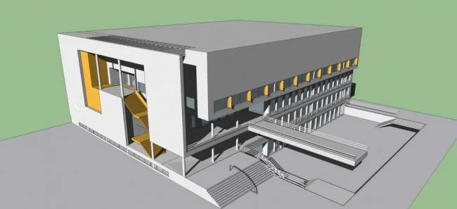 Sketchup School Model | Multi story School Canteen, Modern Style