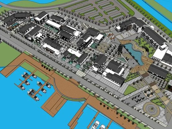 Sketchup Business Model | Multi story Commercial Street, Pedestrian Street, Modern Chinese Style