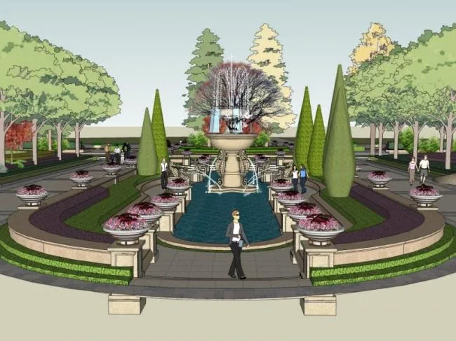 Sketchup Landscape Model | Square Landscape, Classical Style