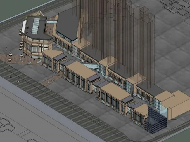 Sketchup Business Model | Multi story Commercial Pedestrian Street, Simplified European Style