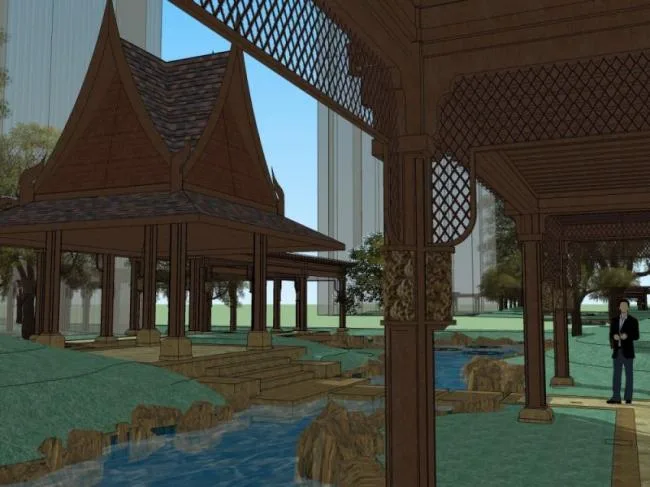 Sketchup Landscape Model | Corridor Landscape, New Chinese Style