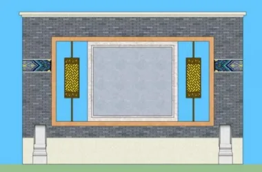 SketchUp Material Model: Chinese Landscape Wall Component-BIM WORLD