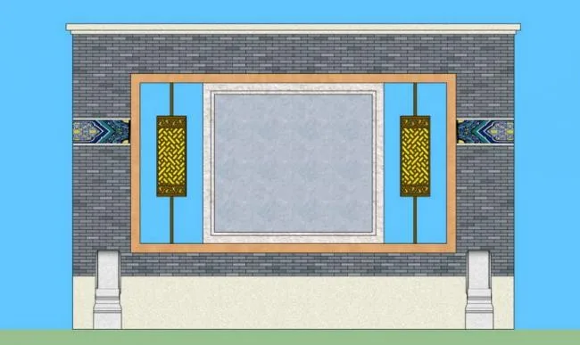 SketchUp Material Model: Chinese Landscape Wall Component