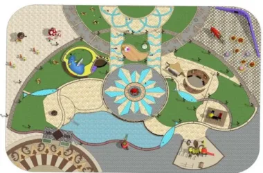 Modern SketchUp Landscape Model Featuring Children's Playground and Entertainment Facilities-BIM WORLD