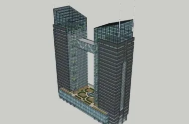 Modern High-Rise Office Building SketchUp Model-BIM WORLD