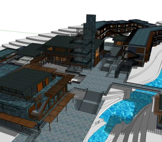 Sketchup Hotel Model | Mountain Hotel, Guesthouse, Clubhouse, Modern Style